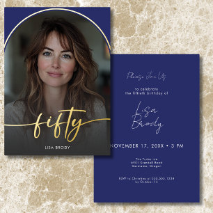 Invitation En Aluminium Moderne Anniversaire Des Cinquante Ans Arc Bleu Mi