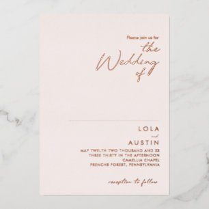 Invitation En Aluminium Moderne Blush Et Rose Gold Le Mariage De Réel