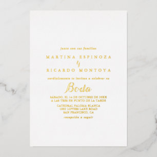 Invitation En Aluminium Moderne Calligraphie espagnol Mariage or