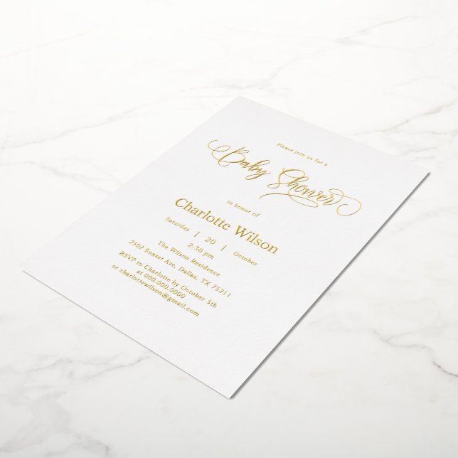 Invitation En Aluminium Moderne calligraphie minimale bébé garçon douche (Rotation)