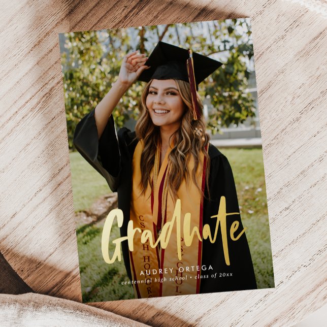 Invitation En Aluminium Moderne Calligraphie simple Deux diplômes de photo (Créateur téléchargé)