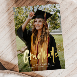 Invitation En Aluminium Moderne Calligraphie simple Diplôme photo