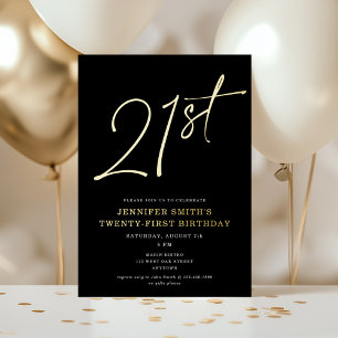 Invitation En Aluminium Moderne Chic Écriture Vingt-et-Un 21e Fête d'anniv