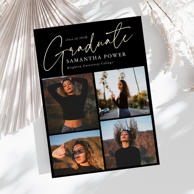 Invitation En Aluminium Moderne Diplômé 4 Photos Annonces de graduation (Créateur téléchargé)
