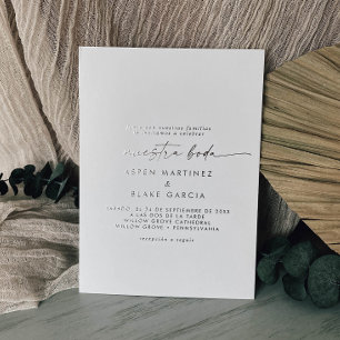Invitation En Aluminium Moderne écriture à feuille d'argent Mariage espa