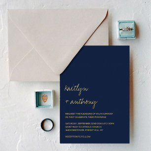 Invitation En Aluminium Moderne Écriture Minimaliste Mariage Réel