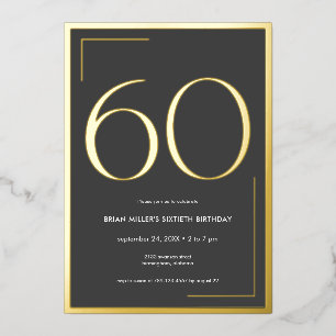 Invitation En Aluminium Moderne Élégance Minimale Soixantième Anniversaire