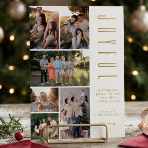 Invitation En Aluminium Moderne Élégant Collage de Photos de Famille Noël 