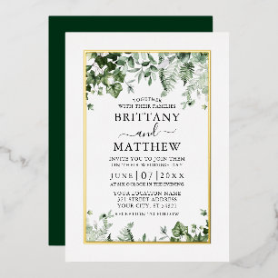 Invitation En Aluminium Moderne Elegant Ivy Sage Verdure Mariage Or