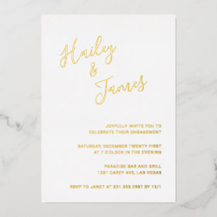 Invitation En Aluminium Moderne Elegant Simple Engagement Party Gold