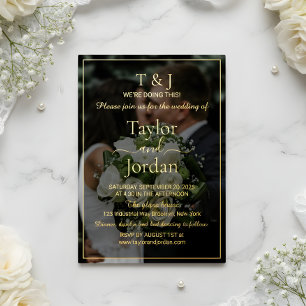 Invitation En Aluminium Moderne Élégante Photo de Mariage au Feuille d'Or