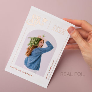 Invitation En Aluminium Moderne élégante typographie photo année diplômée