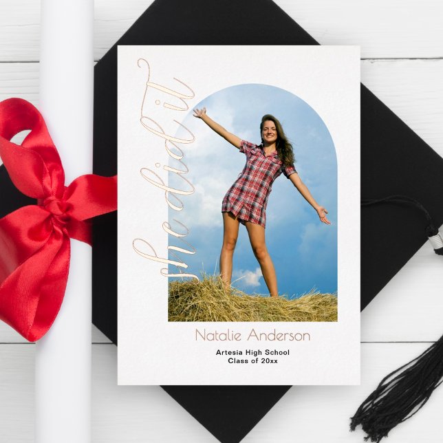 Invitation En Aluminium Moderne Elle L'A Fait Arch Photo Graduate Party (Créateur téléchargé)