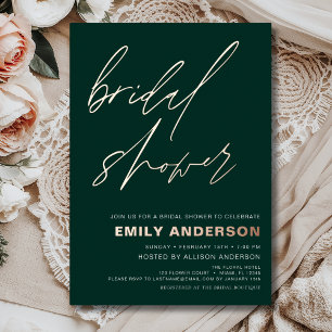 Invitation En Aluminium Moderne Emerald Green Rose Gold Fête des mariées c
