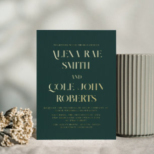 Invitation En Aluminium Moderne Emerald Hunter Green Chic Mariage Gold