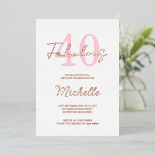 Invitation En Aluminium Moderne fête d'anniversaire 40 ans et fabuleuse