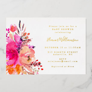 Invitation En Aluminium Moderne Fleur Simple Bébé Rose Clair Doré
