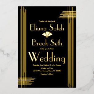 Invitation En Aluminium Moderne Gabsty Art Déco Mariage or Pressé