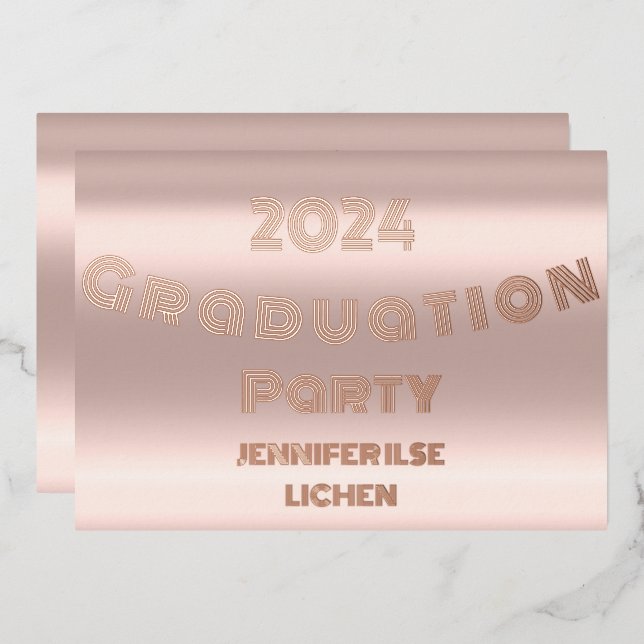 INVITATION EN ALUMINIUM MODERNE GRAD PARTY (Recto/Verso)