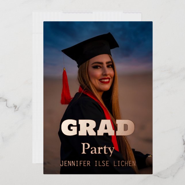 INVITATION EN ALUMINIUM MODERNE GRAD PARTY (Enveloppe)