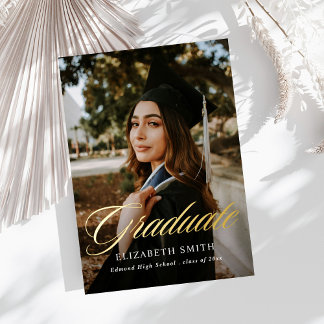 Invitation En Aluminium Moderne Graduate Script 2 Photos Graduate Party