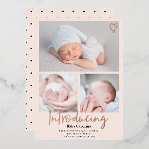 Invitation En Aluminium Moderne introduction rose rose 3 photos naissance