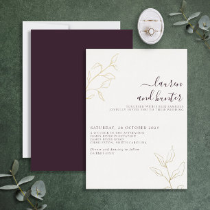 Invitation En Aluminium Moderne Mariage Botanique à l'écriture manuscrite