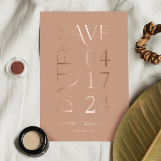 Invitation En Aluminium Moderne minimal Bold Enregistrer la date typograph