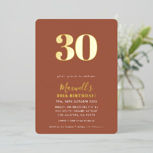 Invitation En Aluminium MODERNE MINIMAL simple 30e anniversaire brun