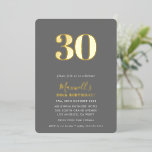 Invitation En Aluminium MODERNE MINIMAL simple 30e anniversaire gris fête<br><div class="desc">par kat massard >>> https://linktr.ee/simplysweetpaperie <<< Une conception d'invitation minimale moderne pour votre anniversaire - mettez à jour le modèle pour refléter votre AGE - trop facile! CONSEIL :: 1. Pour modifier/déplacer des graphiques et des polices et ajouter du texte - cliquez sur le bouton "customiser". - - - -...</div>