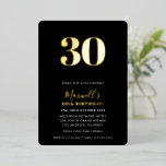 Invitation En Aluminium MODERNE MINIMAL simple 30ème partie noir blanc or<br><div class="desc">par kat massard >>> https://linktr.ee/simplysweetpaperie <<< Une conception d'invitation minimale moderne pour votre anniversaire - mettez à jour le modèle pour refléter votre AGE - trop facile! CONSEIL :: 1. Pour modifier/déplacer des graphiques et des polices et ajouter du texte - cliquez sur le bouton "customiser". - - - -...</div>