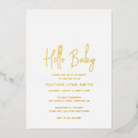 Moderne minimaliste élégant Hello Baby shower Gold