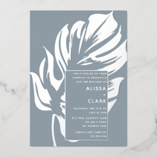 Invitation En Aluminium Moderne minimaliste Élégant Monstera Mariage feuil