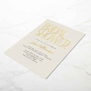 Invitation En Aluminium Moderne minimaliste Fête des mariées rétro Or