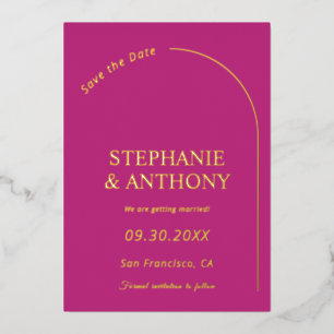 Invitation En Aluminium Moderne minimaliste magenta avec mariage à l'arche