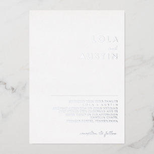 Invitation En Aluminium Moderne Minimaliste   Mariage Argenté Réel