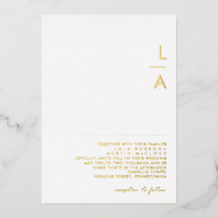Invitation En Aluminium Moderne Minimaliste Mariage Réel Monogramme Or
