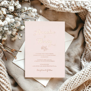 Invitation En Aluminium Moderne minimaliste Rose Beige Gold Line Mariage d