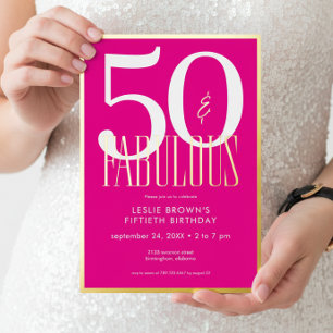 Invitation En Aluminium Moderne Minimaliste Rose Cinquante Ans Et Incroyab