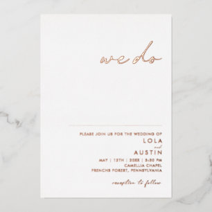 Invitation En Aluminium Moderne Minimaliste   Rose Gold We Do Mariage Réel