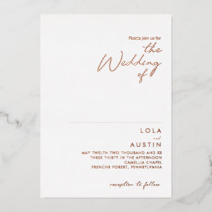 Invitation En Aluminium Moderne Minimaliste   Rose Rose La Mariage De Réel