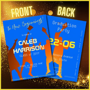 Invitation En Aluminium Moderne Multicolor Techno Graduation Party Gold