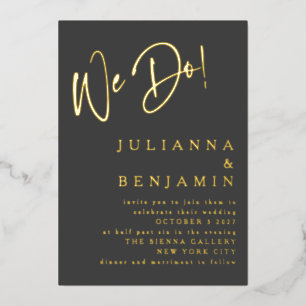 Invitation En Aluminium Moderne Nous Faisons Élégant Écriture Mariage Noir