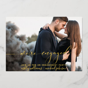 Invitation En Aluminium Moderne Nous sommes engagés Photo Engagement Party