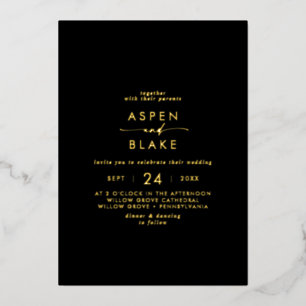 Invitation En Aluminium Moderne or à l'encre dorée Mariage décontracté n