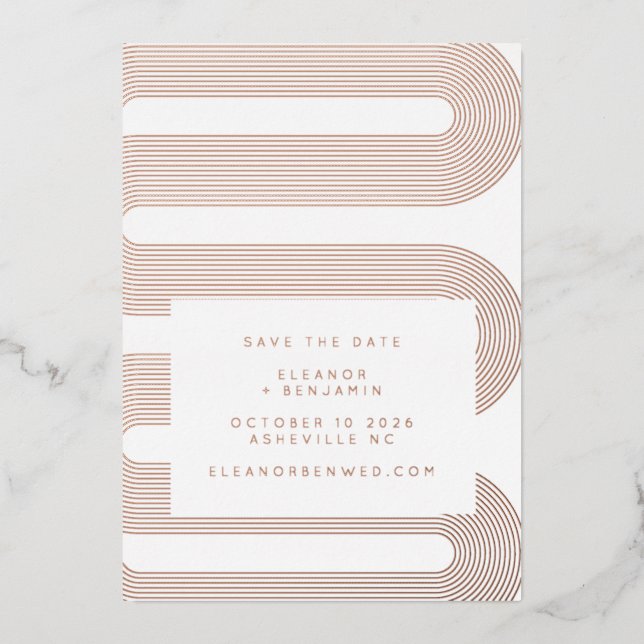 Invitation En Aluminium Moderne Retro Geometry Luxe Rose Gold Enregistrer  (Recto)