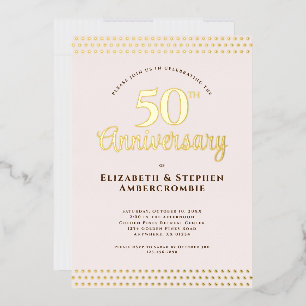 Invitation En Aluminium Moderne rose poudré pour 50e anniversaire de maria
