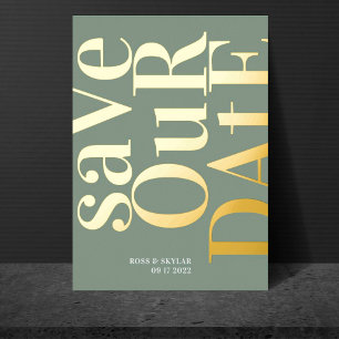 Invitation En Aluminium Moderne Sage Vert Blanc Enregistrer La Date