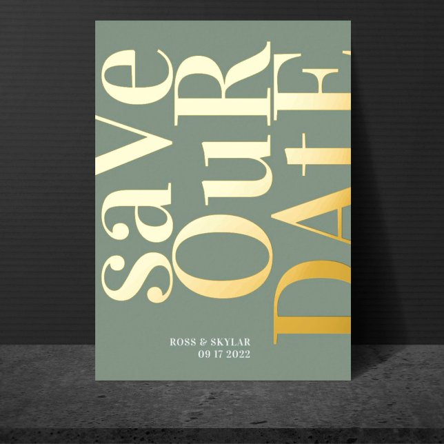 Invitation En Aluminium Moderne Sage Vert Blanc Enregistrer La Date (Créateur téléchargé)