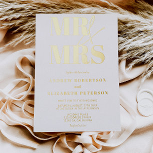 Invitation En Aluminium Moderne script Mr Mme gras photo de mariage noir